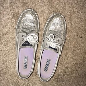Silver sparkle Sperrys
